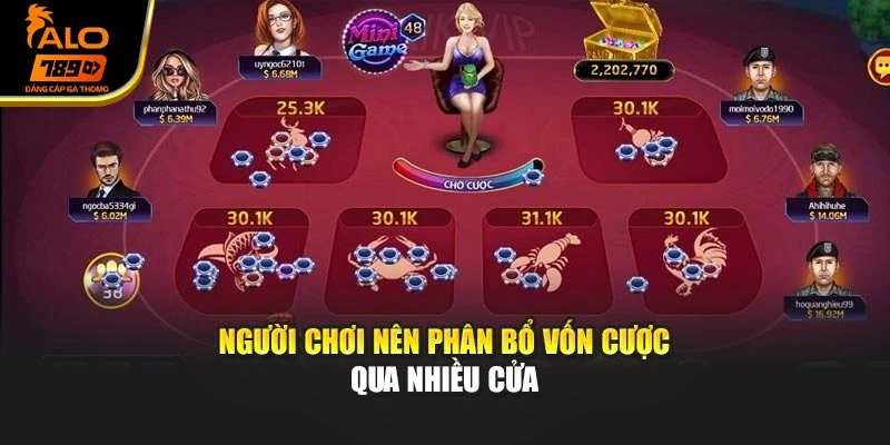 Người chơi nên phân bổ vốn cược qua nhiều cửa